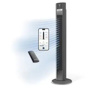 Lasko 445046215255 Xtra Air 48 Inch 12-speed Smart Tower Fan In Gray With Dc Motor Works Alexa Go