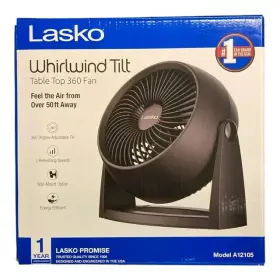 A12105 Lasko Whirlwind Tilt 12 Inch Table Fan With Wall-mount Option Black