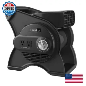 B07ykxf9vc Lasko U1 12 Inch Pivoting Pro Utility Blower Fan 3 Speed 2 Outlets Black