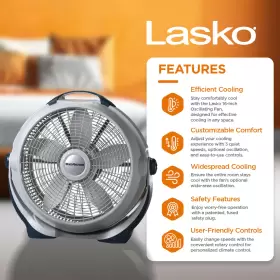 Lko-3300-u-c Lasko Wind Machine 3300 20in 3 Speed Cooling Pivoting Head Floor Fan For Parts #2