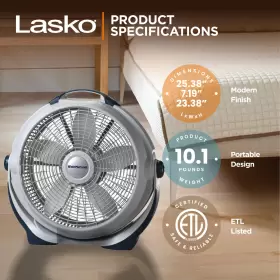 Lko-3300-u-c Lasko Wind Machine 3300 20in 3 Speed Cooling Pivoting Head Floor Fan For Parts #3