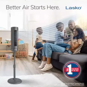 Rtf100 Lasko 54 Inch Adjustable 4-speed Library-quiet Noise Level Pedestal Tower Fan Remote