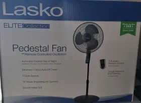 S16612 Lasko 16 Inch Oscillating Adjustable Pedestal Fan 4 Speeds Thermostat Remote Timer