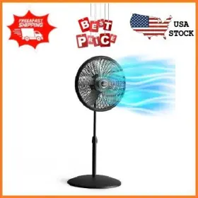 S18910 Lasko Cyclone 18 Inch Adjustable Pedestal Fan With 3 Speeds 54.5 H Black New