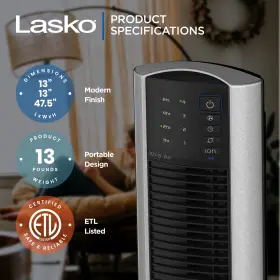 T48331 Lasko Xtraair 48 Inch Standing Tower Home Fan With Remote Control For Parts #3