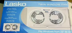 W07350 Lasko 7 Inch Twin Window Fan 2-speed Fits 22 To 32 Reversible For Intake And Exhaust