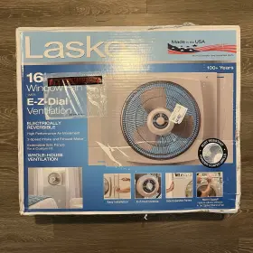 W16900 Lasko 16 Inch Window Fan With E-z-dial Ventilation Extendable White Made In Usa