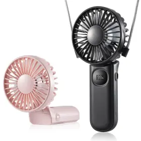 Leimaq F11-black Pink Handheld Mini Fan 2 Pack Handheld/neck/desk 3 In 1 Small Portable