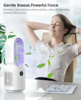 Letme 602581632924 Desk Fan 106 Oscillating For Indoors Bladeless With 3 Speeds Small #3