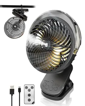 F036m Liangjj Portable 8000mah Rechargeable Desk Fan With Mist And Led Light Black