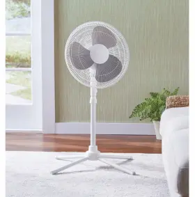 Mofs-16f Life Smart Labs 16 Inch White Oscillating Pedestal Fan 120v Adjustable Tilting Angle Ventilation