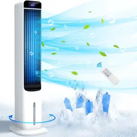 Lifeplus 445020614616 Evaporative Air Cooler 3-in-1 Oscillating Tower Fan Humidifier Remote