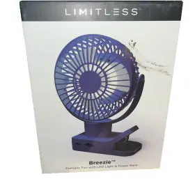 Limitless 850046760365 Breezie Portable Fan With Led Light And Power Bank