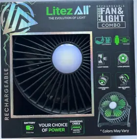 Litezall 811446025331 4 Inch Rechargeable Usb/battery Mode Mini Fan And Light 360 Degree Rotation