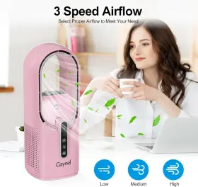 Littlestar2018 Cq63204 11.8 Inch Portable Bladeless Desktop Personal Fan For Home Office Pink