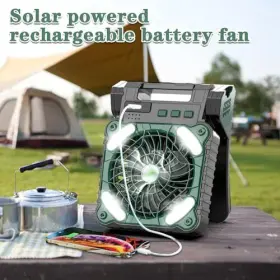 Lizardsl 770642453181 Solar Powered Fan For Camping 10000mah Rechargeable Portable #3