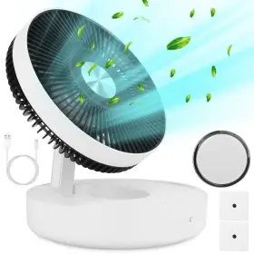 Ljg 737547594463 Foldable Rechargeable Led Desk Fan Wall Mounted With Magnetic Remote Hanging