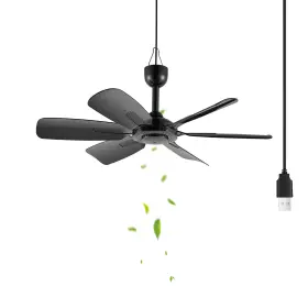 Lolobaer 783970826053 17.7-inch Portable Usb Small Hanging Fan With 6 17.7 Inches Black