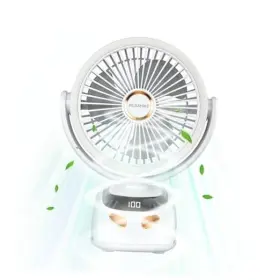 Plm-c6 Lora Clip On Desk Fan With Led Light 10000mah Rechargeable Battery 5 Speeds 40h