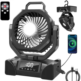 Lqttek 630456849696 Portable Camping Fan Battery Operated Powered With Remote Control And Led L