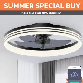 Lt-001-03 Ltemziiy 19.69 Inch Indoor Black Modern Low Profile Ceiling Fans With Lights Dimmable Bla