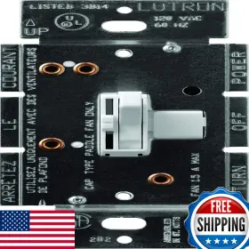 Lutron B001mv6rsu Toggler 3 Speed Fan Control 1.5-a Single Pole/3-way Tgfsq-fh-wh White