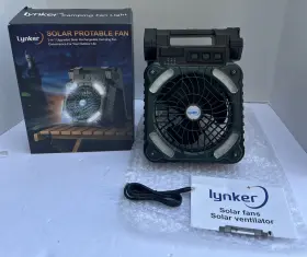 B0d1xjfpyt Lynker Portable Solar Fan 5200mah Rechargeable Powered Camping With Led
