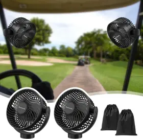 Magolfin 726084279247 2-pack Magnetic Golf Cart Fan Rechargeable 12000mah Battery Operated Portable F