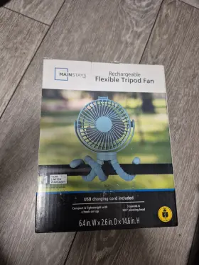 Mainstays 814645029797 Rechargeable Tripod Fan Flexible Adjustable Great For Strollers Bikes