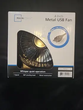 Mainstays 883910000908 4 Inch Metal Mini 360-degree Pivot Usb Personal Desktop Fan Black
