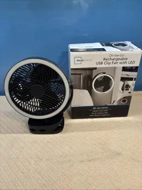 D12101 Mainstays Mainstay Rechargeable Usb Clip And Table Fan With Led Black Holds Charge