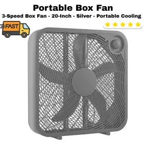 Fb50-16hs Mainstays 20 Inch 3-speed Box Fan - Silver Portable Cooling New Fast Shipping