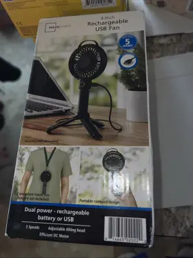 Fl-801b Mainstays 4in Mini Usb Rechargeable Portable Handheld Fan - Black Pink Or White
