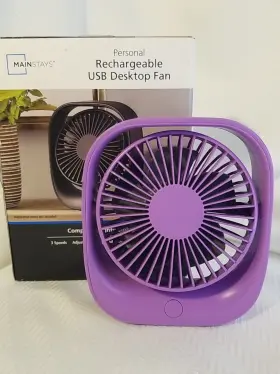 Fl-804b Mainstays 5-inch Portable Rechargeable Usb Personal Tabletop Fan In Purple