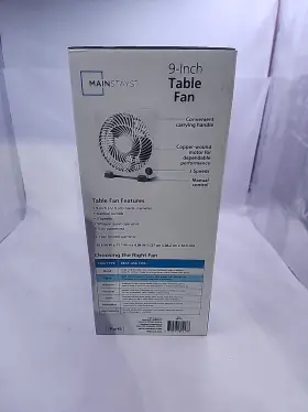 Fn2006cw Mainstays Table Fan 9 Inch Personal Box With 3 Speeds White #2