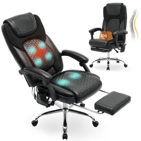 Ocs12-bk-fl Malol Massage Office Chair With 3-level Heat And Footrest 20-min Easy Assembly