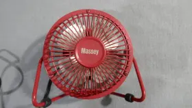 F-0411 Massey 4-inch Metal Personal Desk Fan Electrical Red Velocity 120 V Model Mf-4