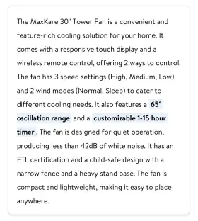 Tf-2902r Maxkare 30 Inch Oscillating Tower Fan #2