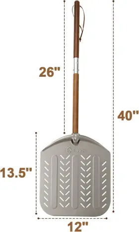 Memory 744759429490 Perforated Aluminium 12x14in Round Pizza Peel Gold Aluminum Non-stick Easy T #3