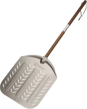 Memory 744759429490 Perforated Aluminium 12x14in Round Pizza Peel Gold Aluminum Non-stick Easy T