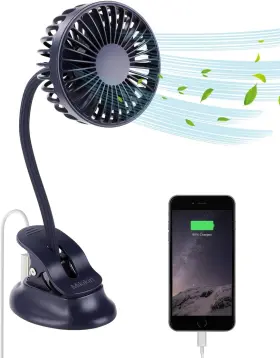 Mikikin 445028268279 Clip On Small Mini Fan Portable Usb Battery Operated Rechargeable Quiet Persona