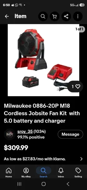 0886-20p Milwaukee M18 Cordless Jobsite Fan With Battery And Charger