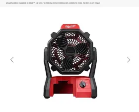 3559439 Milwaukee M18 18-volt Lithium-ion Cordless Jobsite Fan Ac/dc On
