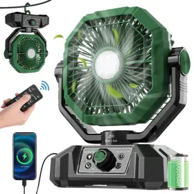 Minlebao 714855744032 Portable Camping Fan With Led Lantern 20000mah Battery Operated 7-in Recharge