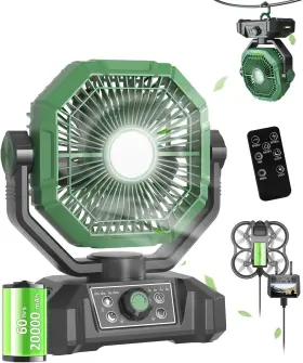 Hy-17.8 Minlebao Portable Camping Fan With Led Lantern 20000mah Battery Operated 7-in Rechar