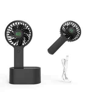 Mt-l008f-bl Minthouz Handheld Fan Mini Portable With 90 Auto Head Shaking And Rotating 3-speed