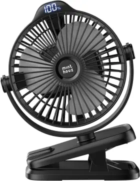 Mt-l018f-bl Minthouz Clip On Fan 8000mah Usb-c Rechargeable Battery Operated 5