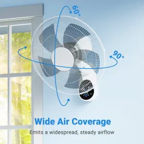 Mirdred 719710496637 Wall Mount Fan 16 Inch 5 Blades Speeds With Remote Control 90 De #3