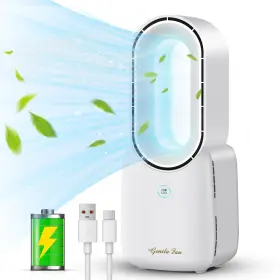 Misby 769891138444 Rechargeable Battery Operated Desk Fan Usb Bladeless Table Of 11.8