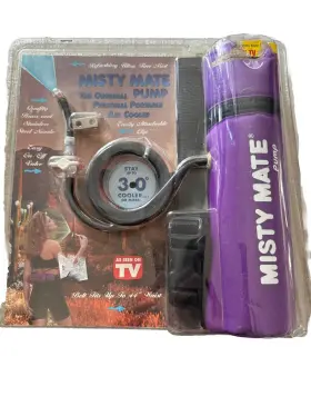 Mistymate 731687700012 New Misty Mate Personal Portable Air Cooler Mister Pump With Belt Teal Purple Vtg